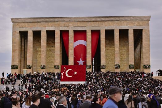 Anıtkabir packed with visitors on a significant national holiday, showcasing Turkish pride.